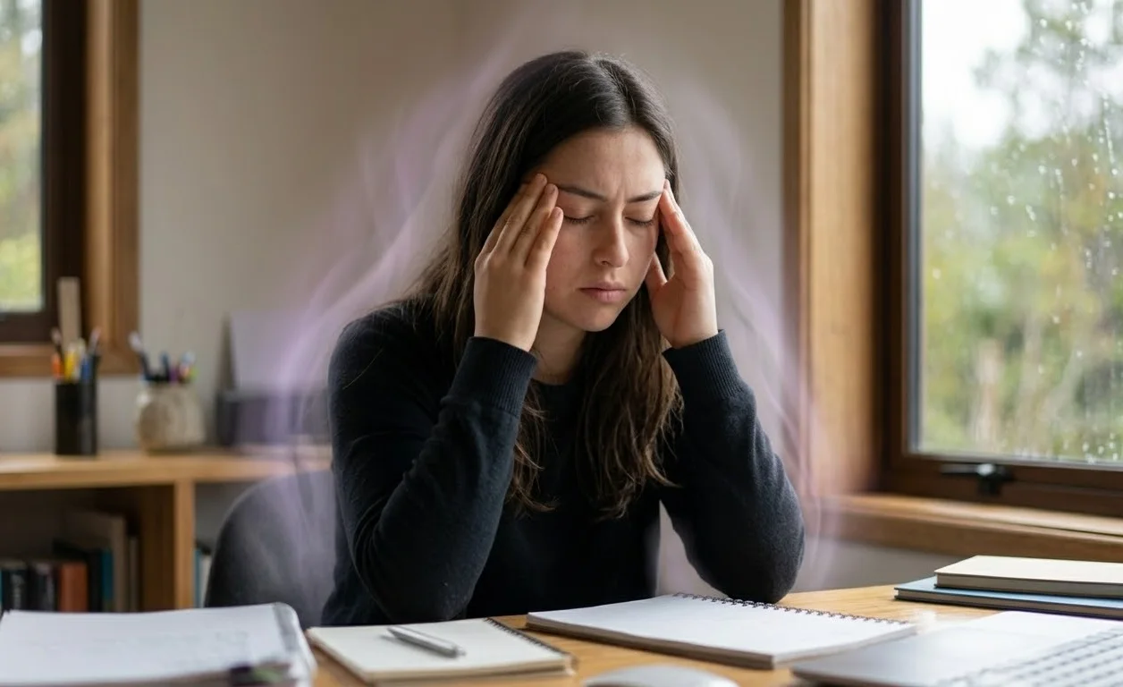 Persona sintiendo agotamiento emocional después de absorber tensión de otras personas