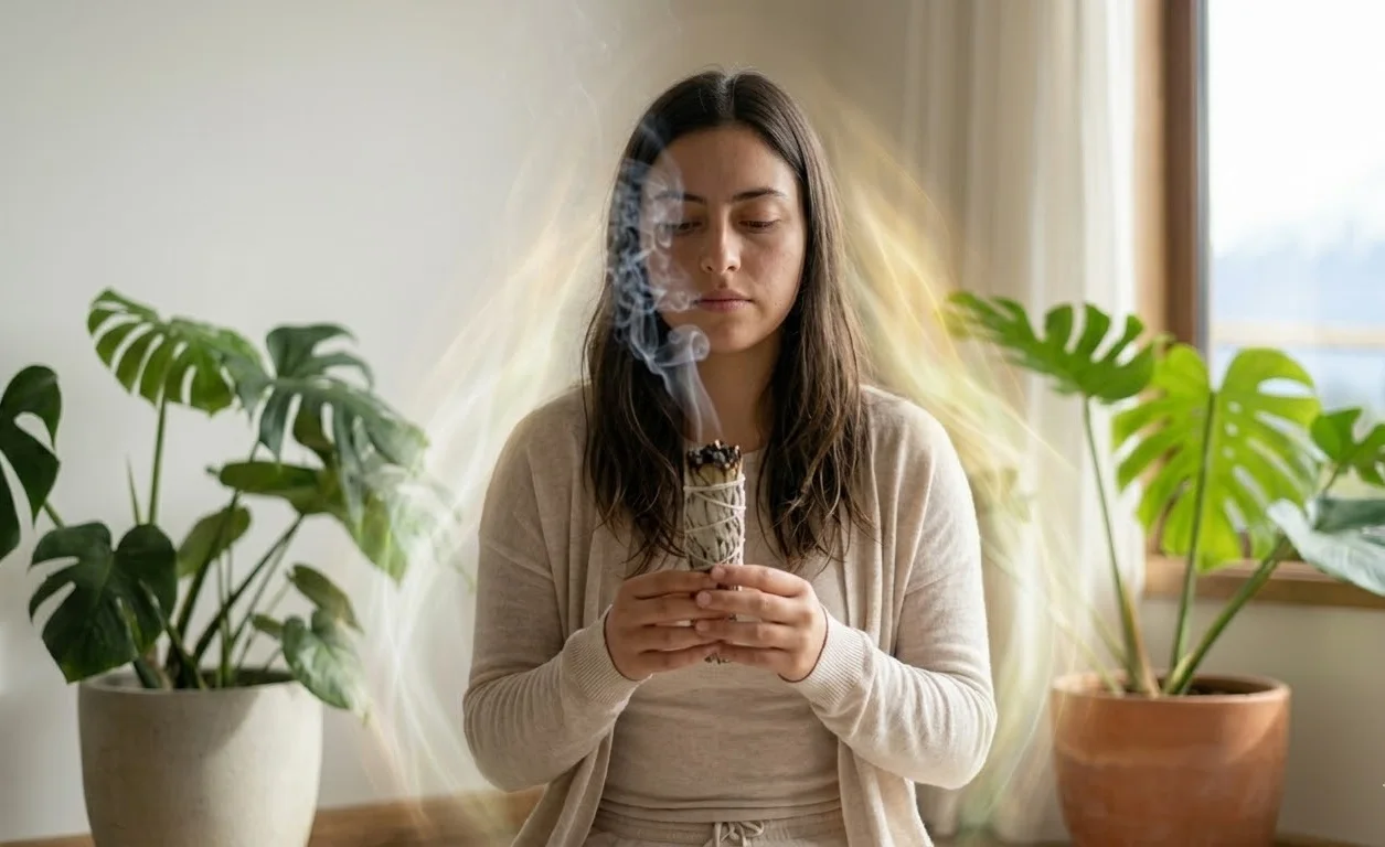 Persona en meditación recuperando equilibrio energético y bienestar interior